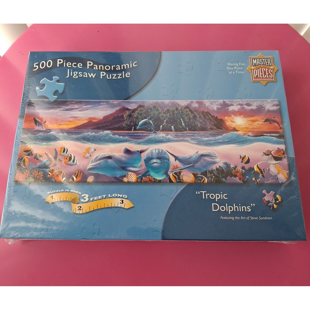 MasterPieces‎ Tropic Dolphins 500 Piece Panoramic Jigsaw Puzzle 36x12 New Sealed